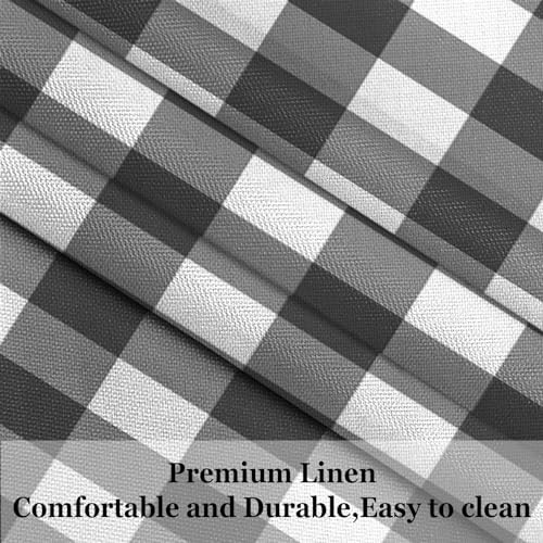 Buffalo Plaid Linen Tablecloth Grey and White Checkered Modern Classic