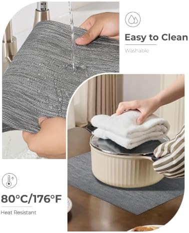 Grey Placemats, Heat Resistant Non-Slip Place mats for Dining Table
