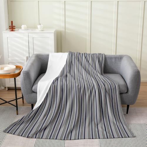 Erosebridal Gray Stripes Flannel Blanket Twin 60x80 Inch | Men Women