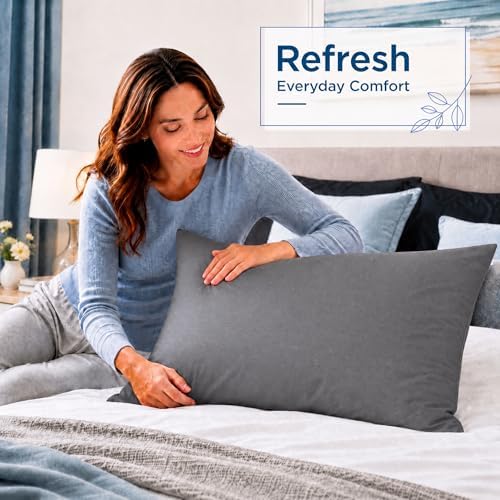 ZPECC Grey Pillow Cases Queen Size Set of 4 with Envelope Closure