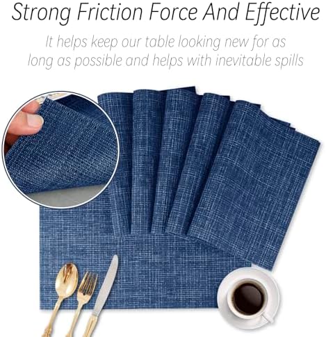 JeogYong Wipeable Placemats Set of 8 Washable Placemats Woven Table