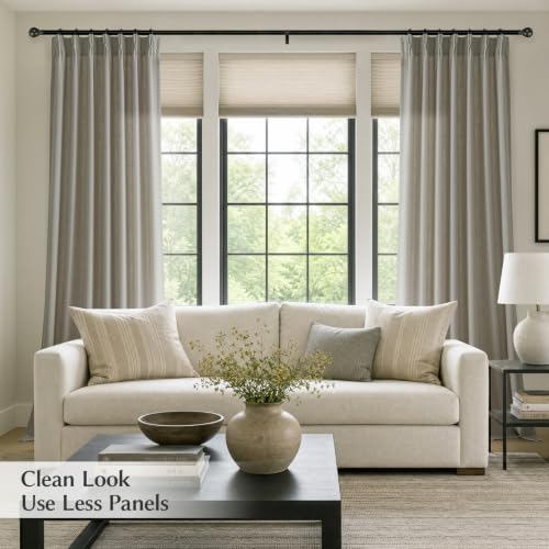 Semi Sheer Pinch Pleated Linen Curtains for Living Room 96 Inches