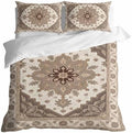 Beige Retro Boho Duvet Cover Set 3 Pieces with Zipper Closure, Vintage
