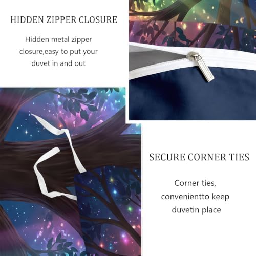 King Duvet Cover Set Soft Microfiber Fantasy Glowing Tree