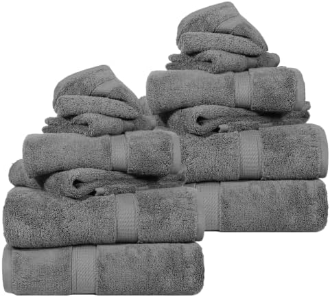 SUPERIOR Egyptian Cotton Ultra Plush & Absorbent, 12 Piece Set