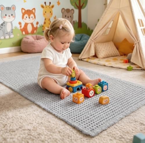ILANGO Upgraded Waffle Bath Rug 24x60,Super Absorbent Non Slip Bath