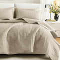 Comfort Spaces Kienna Queen Quilt Bedding Set 3 Piece, 90"x90" Beige