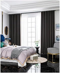 Thermal Blackout Curtains | Polyester Solid Dark Brown Square Textured