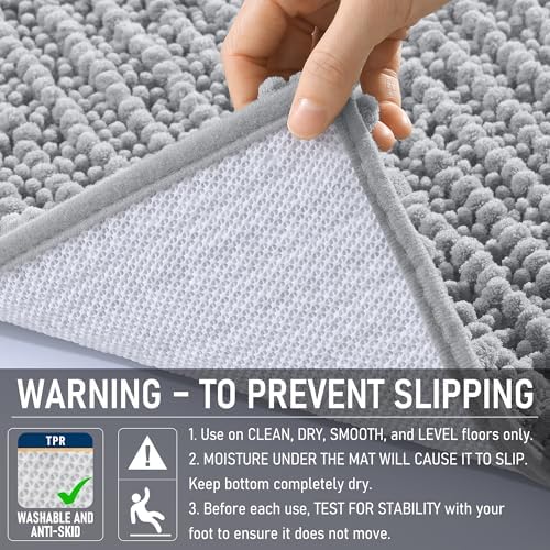 OLANLY Bathroom Runner Rugs 59x20, Thick Soft Absorbent Chenille Bath