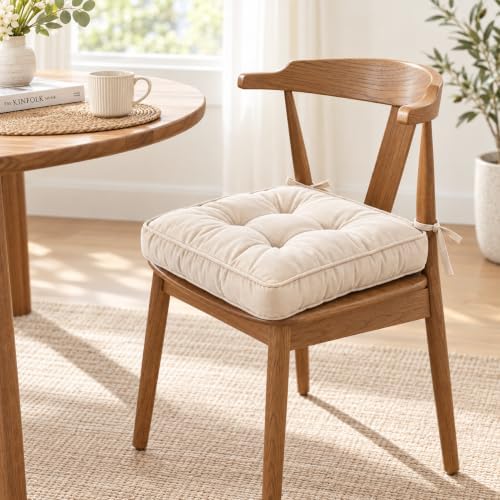 Furlide Chair Cushion with Ties 18 x 18 Inch Indoor Outdoor Cushions