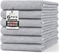 Homaxy 380 GSM Yarn Dyed Kitchen Towels 18"x28", 6 Pack, Dark Grey