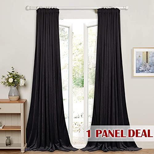 StangH Black Velvet Blackout Curtains 120 Inches for Sliding Door