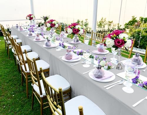 fani 10 Packs Light Grey Tablecloth - 60 x 102 Inch for 6Ft Tables