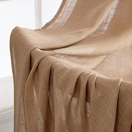 MIULEE Brown Linen Curtains 52x96 Inch Long Soft Thick Linen Textured