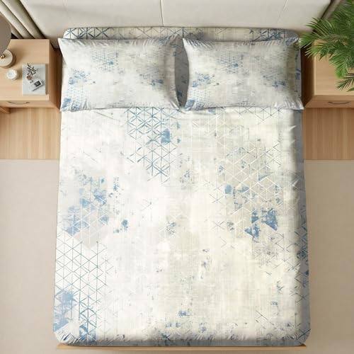 Distressed Modern Bed Sheets, Abstract Geometric Twin XL Sheets