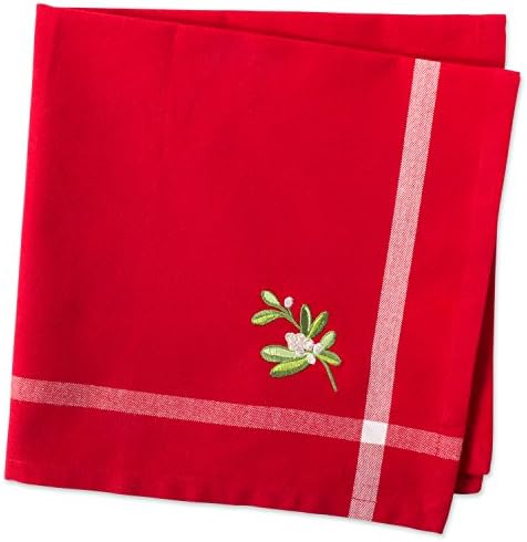 Embroidered Mistletoe 100% Cotton Oversized Napkin for Holidays