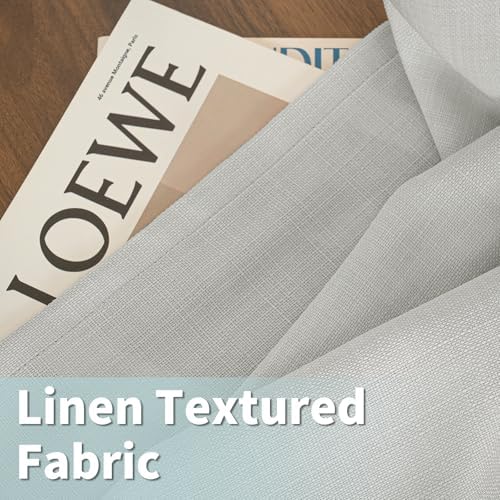LAMIT 63 Inch Light Grey Semi Sheer Linen Curtains for Bedroom 2