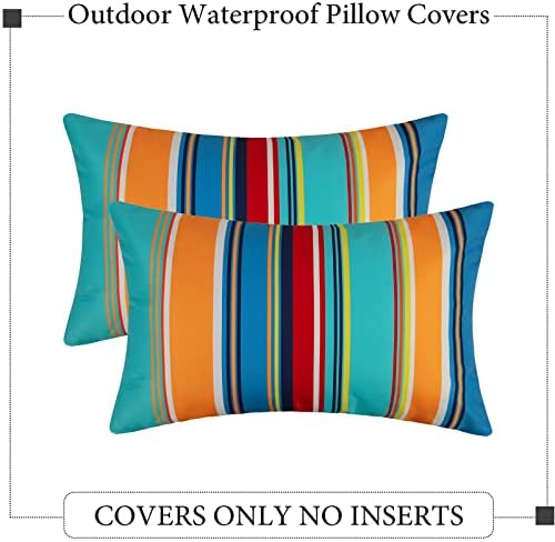 Pyonic Outdoor Lumbar Pillow Covers Set of 2 Waterproof Throw Pillow
