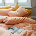 Jersey Knit Cotton Duvet Cover Set Super Soft Peach Pink Duvet Cover