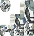 4 Pieces Mid Century Boho Bathroom Rug Sets Abstract Modern Sun
