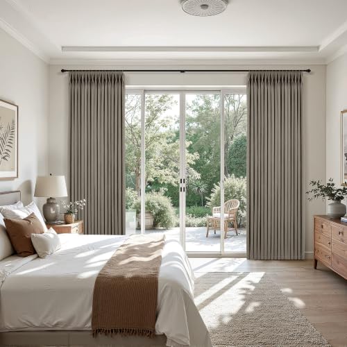 Chocolate Brown Linen Pinch Pleated Curtains 96 Inch Length 2 Panels