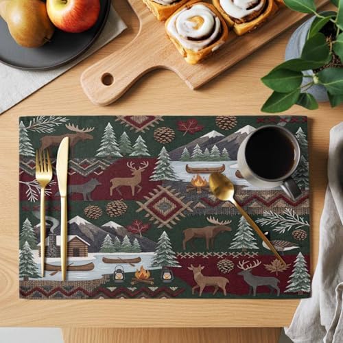 Placemats Set of 8, Western Boho Woven Placemat, Linen Place Mats for