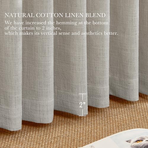 PONY DANCE Cotton Linen Pinch Pleated Curtain 108 inch long for Living