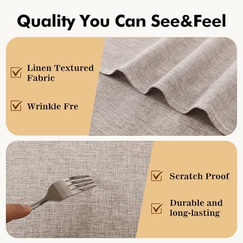 JIUZHEN Round Table Cloth Faux Linen Farmhouse Tablecloth Wrinkle and