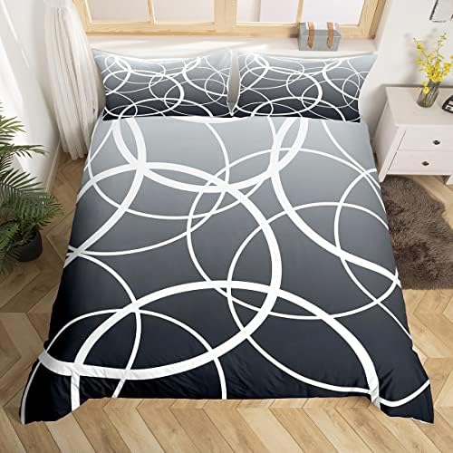 Gray Gradient Duvet Cover Queen Size,Geometric Circles Comforter Cover