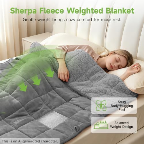 Soft Fuzzy Sherpa Fleece Weighted Blanket for Adults, Grey, 60" x 80"
