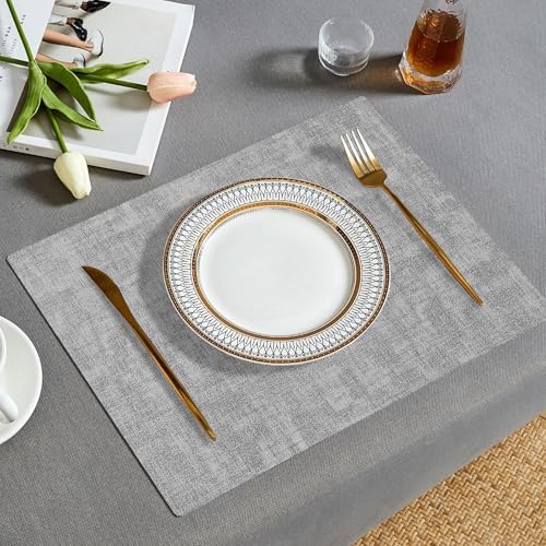 Faux Leather Placemats Set of 6 (Light Grey)
