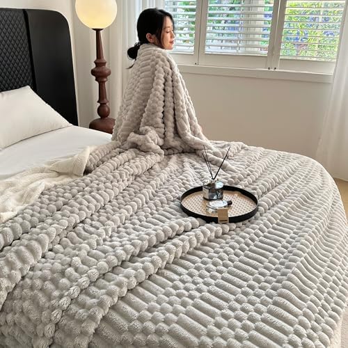 UKELER Sherpa Throw Blanket 60 × 80 inch, 470 GSM Striped Sherpa
