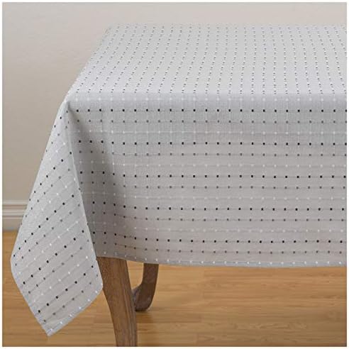 Grey 56% Cotton - 44% Polyester Stitched Line Tablecloth, 70" Square