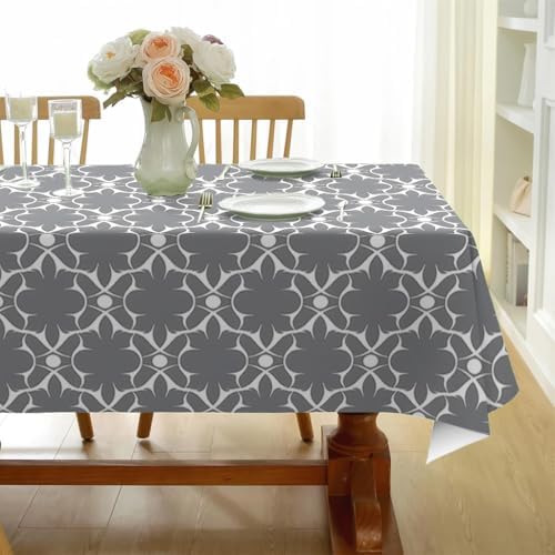 Geometric Pattern Print Square Tablecloth, Waterproof Vinyl Table