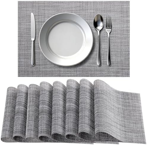 Timeet Placemats Set of 8, Heat Resistant Non-Slip Place Mats, Durable