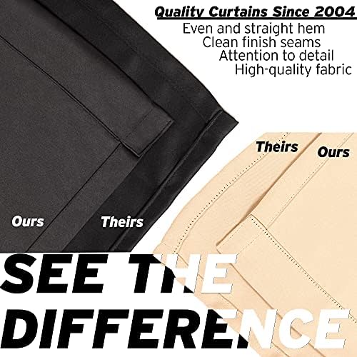 Home Fashion 100% Cotton Canvas Curtains Set of 2, 52" W x 63" L