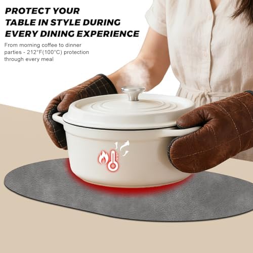 UnivoColors Placemats Oval Faux Leather Placemats,Heat Resistant