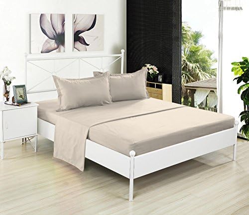 Twin XL Microfiber Fitted Sheet, 15" Deep Pocket, Beige, 39" x 80"