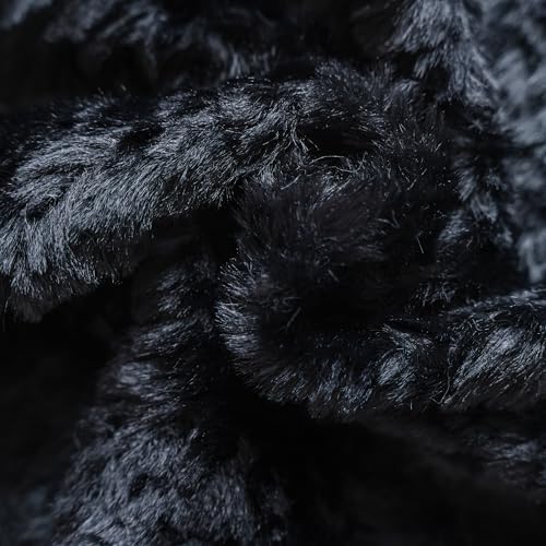 Neelvin Black Faux Fur Cozy Soft Solid Fuzzy Decorative Throw Pillow