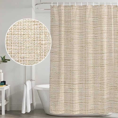 Brown Bathroom Shower Curtain 72 X 84 Inch Linen Texture Modern