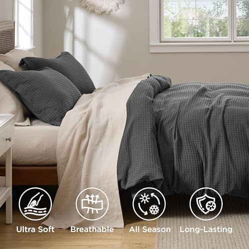 Bedsure Textured Duvet Cover King Size, Soft & Breathable Comforter