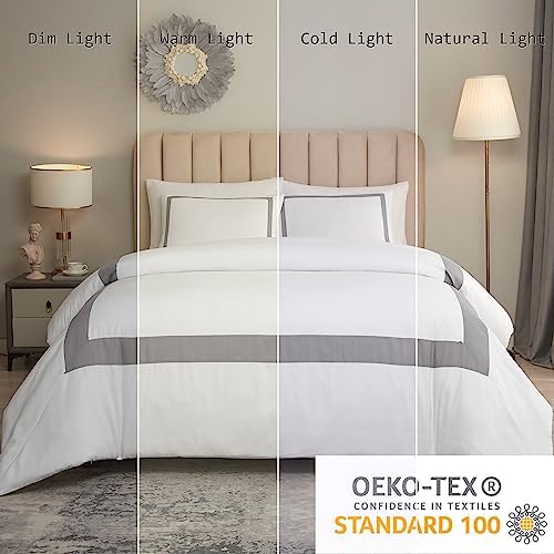 OSVINO Queen Hotel Duvet Cover Set, Soft Breathable Microfiber Bedding
