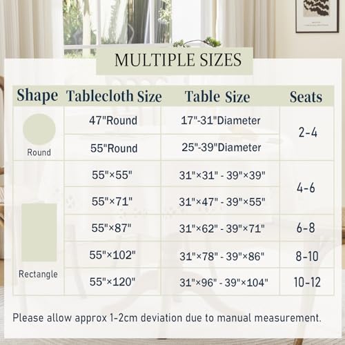 Beige Round Linen Tablecloth with Lattice Cutwork, 47 inch Round