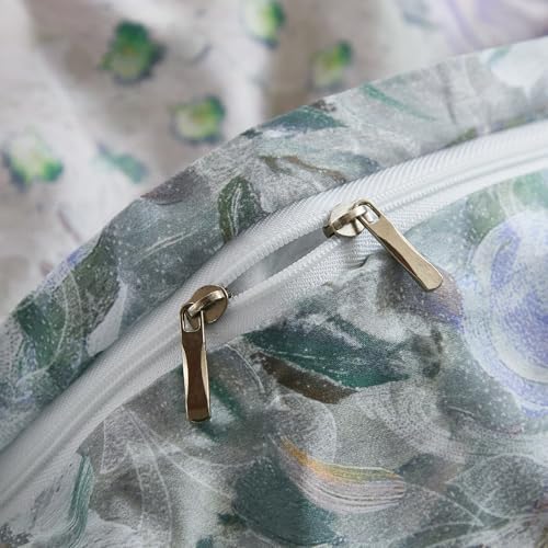 100% Cotton Duvet Cover Queen Size – Grey&Green Watercolor Floral