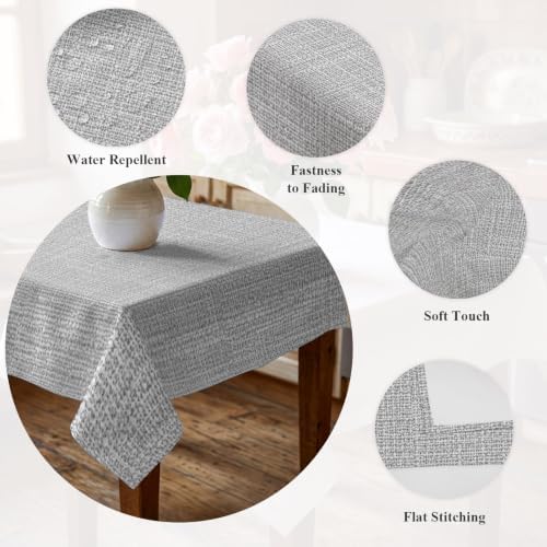 Rustic Light Gray Table Cloth Waterproof Tablecloths, Farmhouse Solid