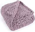 Chunky Knit Throw Blanket 50x60, 100% Handmade Chenille Yarn