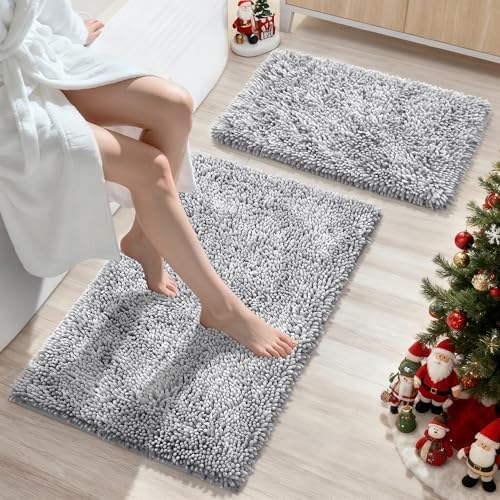 Yimobra Chenille Bath Mat Set – Non-Slip, Ultra Soft Absorbent