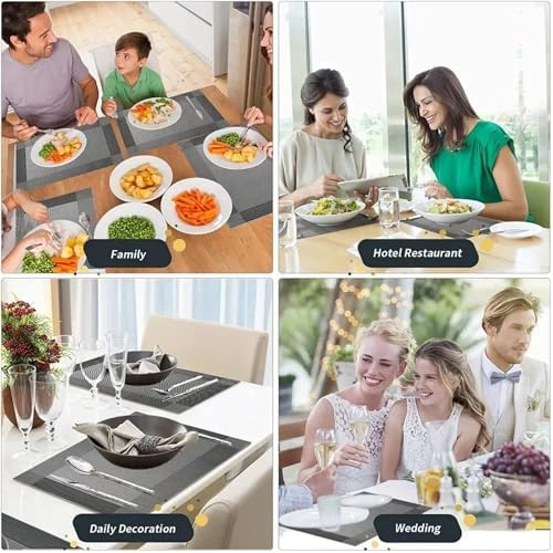 Place Mat Woven Vinyl Placemats Set Place Mats Crossweave Non-Slip
