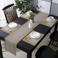 Khaki Grey Placemats Set of 6 with 90 Inches Long Table Runners, Ombre