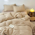 LifeTB Brown Gingham Duvet Cover Set Queen Beige Tan Plaid Checkered